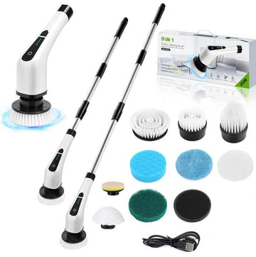 9 in 1 Electric Cleaning Brush,Replaceable Brush Heads - 90Mins Work Time