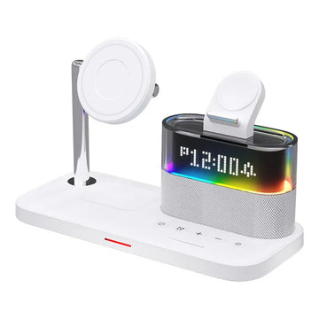 5 In 1 Wireless Charger Stand LED Night Light Alarm Clock for iPhone